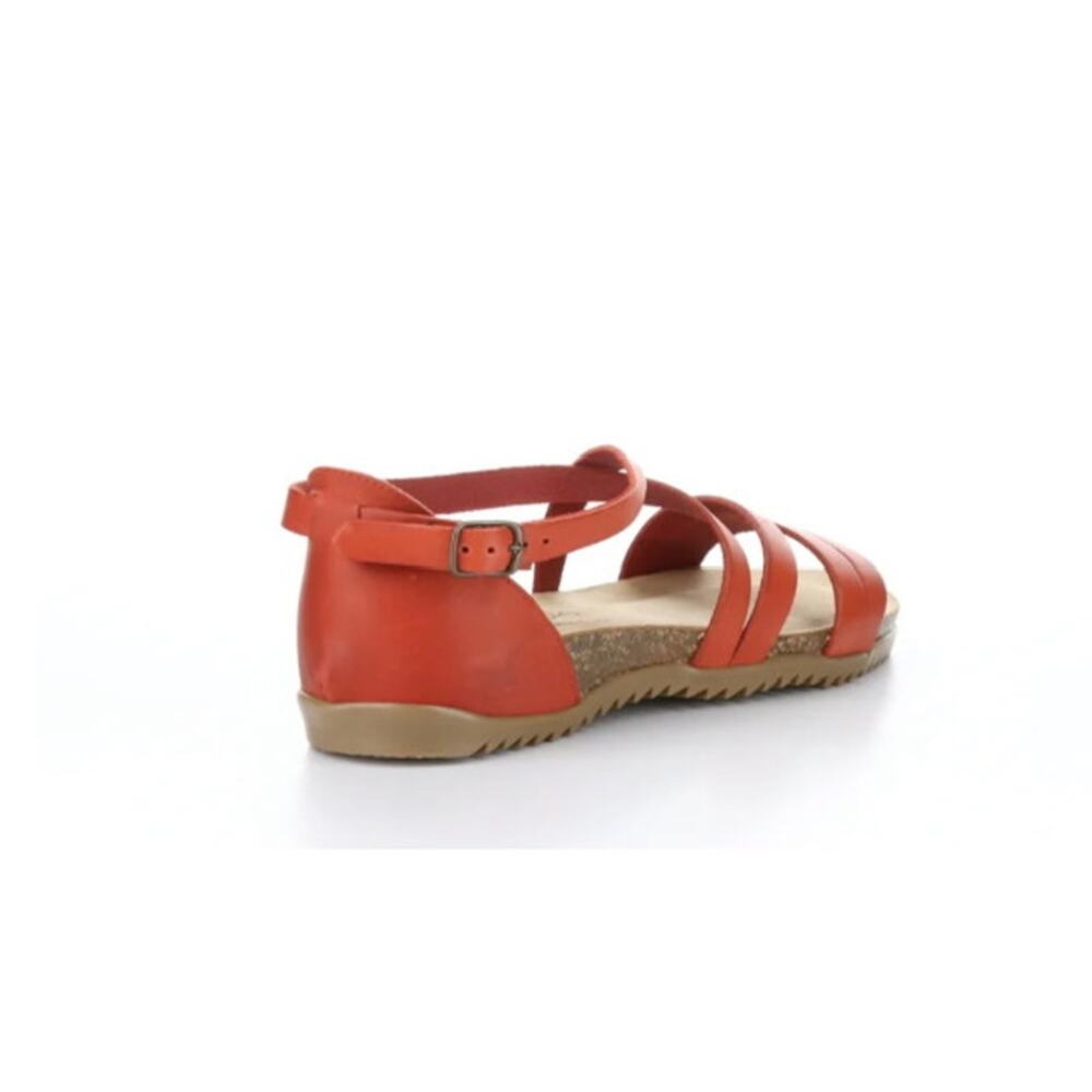 Bos & Co Sandals Leather Orange Strappy Cork Sole Made in Italy Size 37/6 - Picture 13 of 15